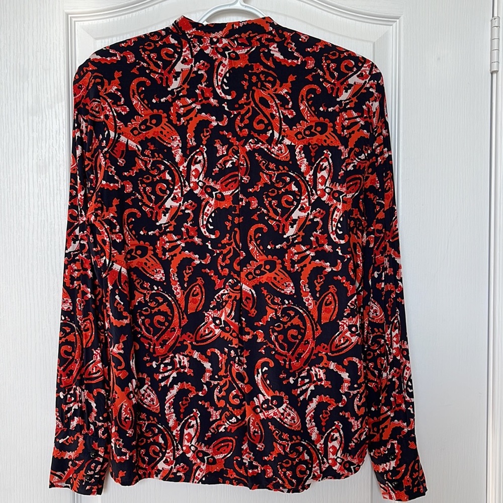 SANDWICH blue and orange print blouse, sz 38 - Picture 2 of 8